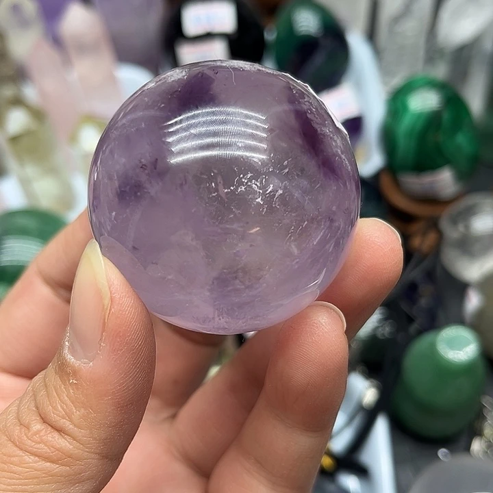 未镶嵌水晶珠宝半成品125克紫水晶球