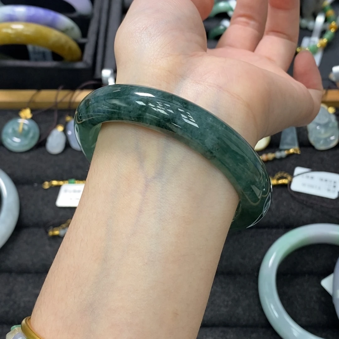 未镶嵌手镯翡翠卡57冰油青
