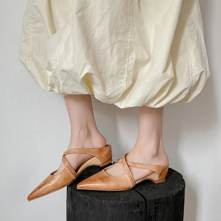 拖鞋女鞋外穿尖头内增4.5CM时尚包头拖鞋子女款爆款2025