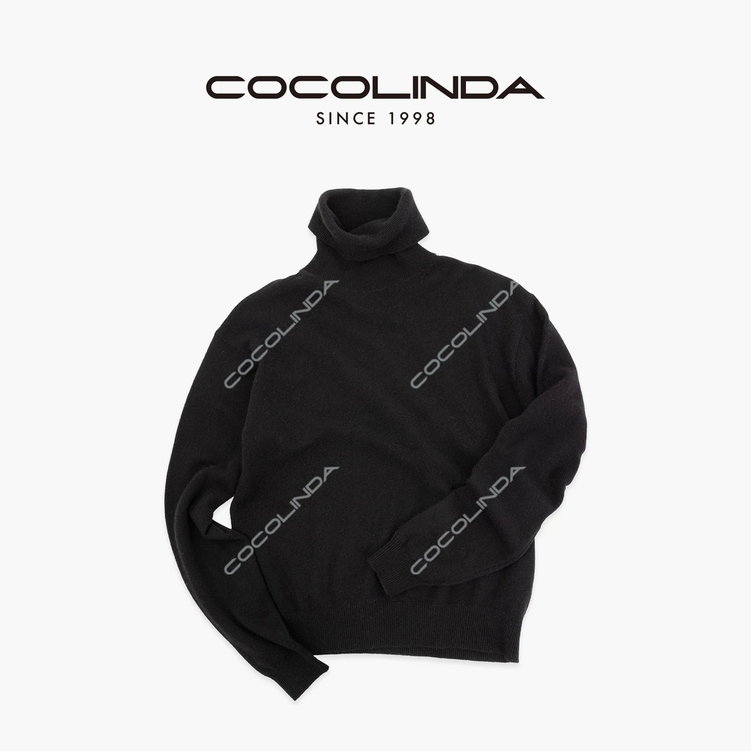 COCOLINDA |  黑色打底厚款高领羊绒衫S5439