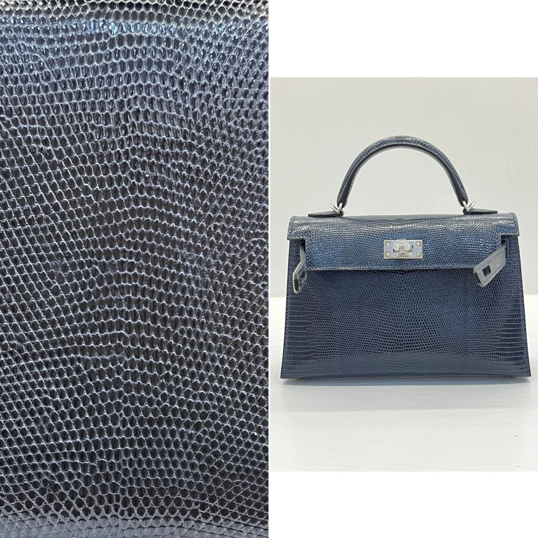 【无铭手工定制】灰蓝色蜥蜴皮小Kelly精致时尚手提包