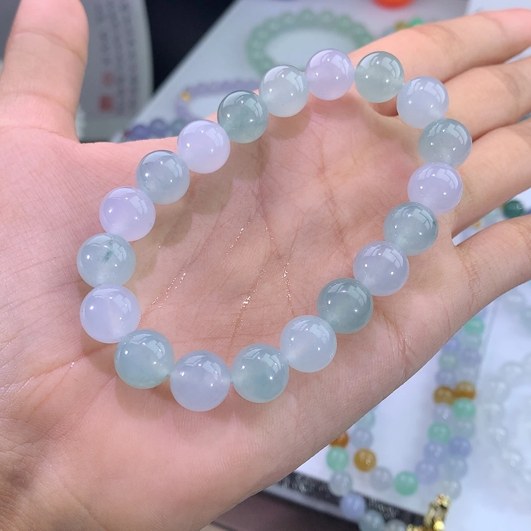 未镶嵌手链翡翠双彩飘花手串