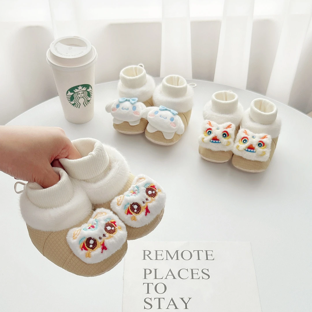 婴儿鞋袜冬季男女宝宝加绒保暖棉鞋软底过年周岁鞋6-8-12个月