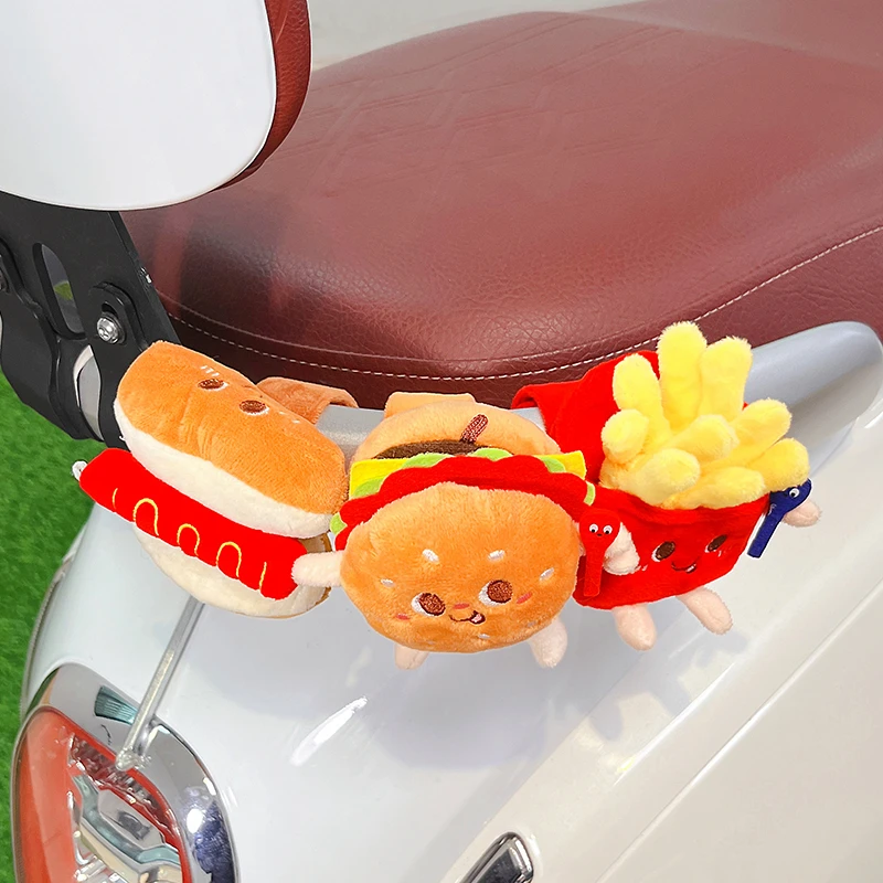 电动车装饰小配件可爱卡通汉堡薯条2025网红汽车内饰摆件车尾挂件