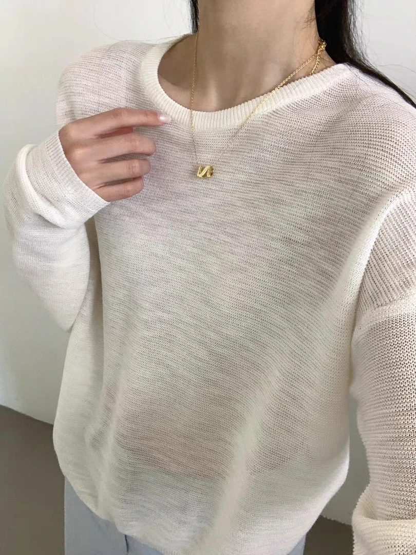 07367 衣长49 简约时尚春秋休闲圆领针织衫