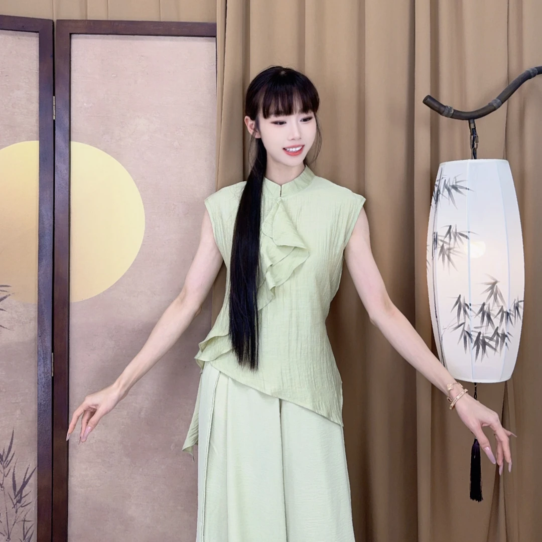 ShiShi新国风荷叶边舞蹈练功服上衣现代舞练功服古典舞练功服