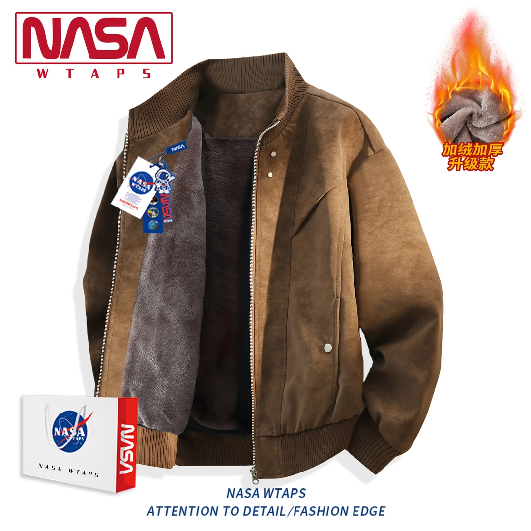 NASA WTAPS皮夹克外套男款秋冬季美式潮牌大码加绒复古休闲上衣服