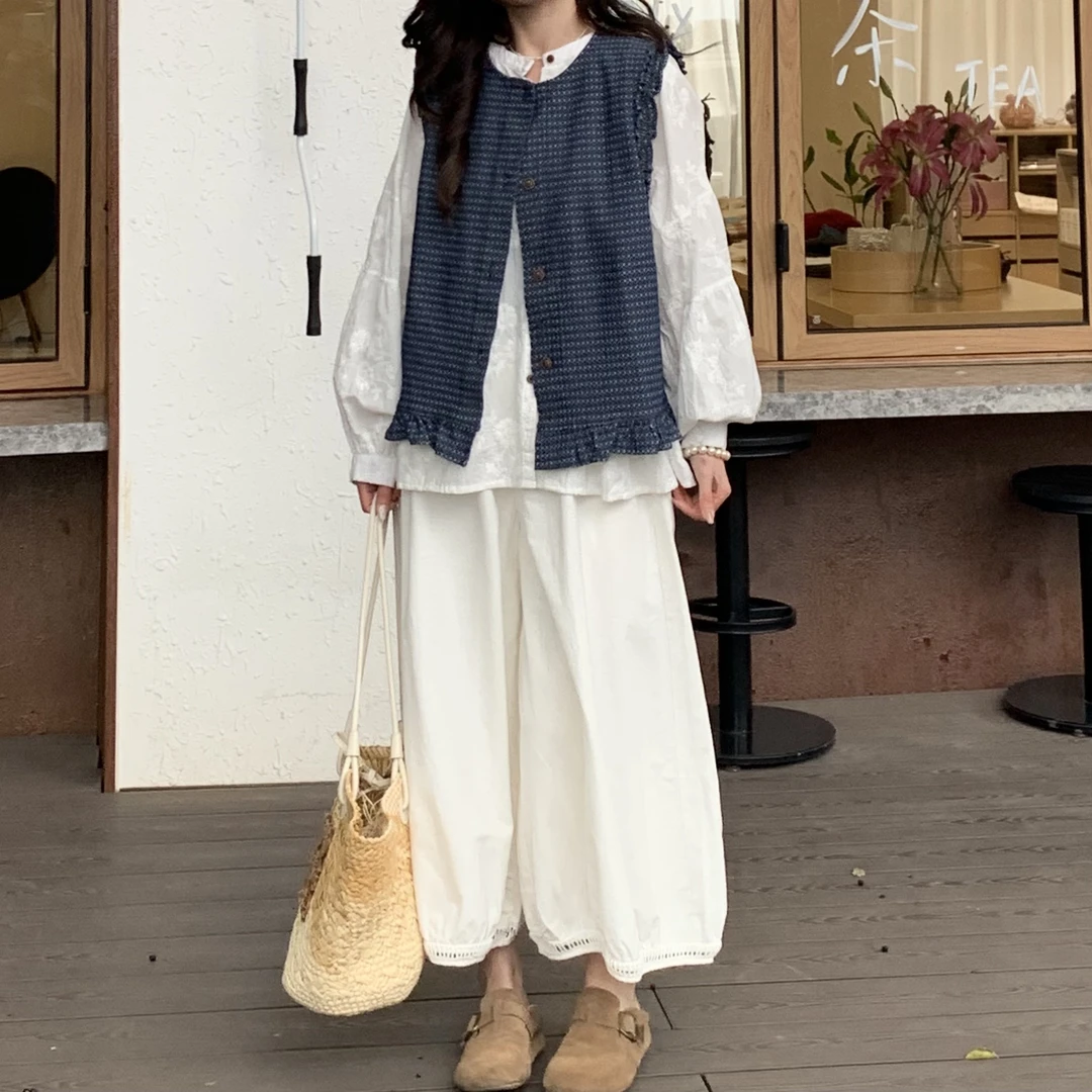 YILE·【小天真】25年春季新款定制牛仔麻编织款马甲