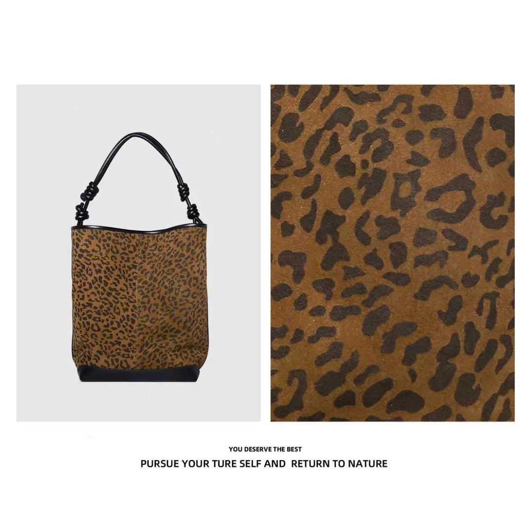 2025秋新款豹磨砂牛皮单肩腋下包高级感真皮手提斜挎包8190