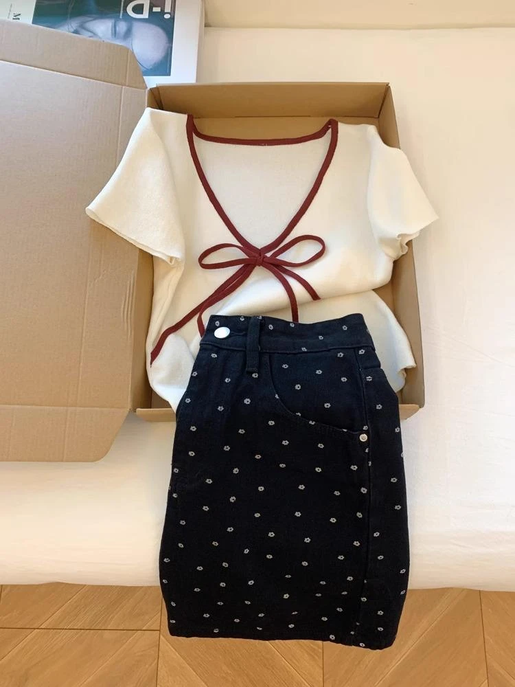 夏天减龄穿搭一整套夏装搭配时尚小个子气质半身裙子上衣两件套女