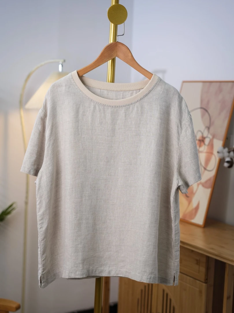 【雨露黄金纱】100%天然雨露汉麻短袖旅游出街衣服百搭宽松女王T恤