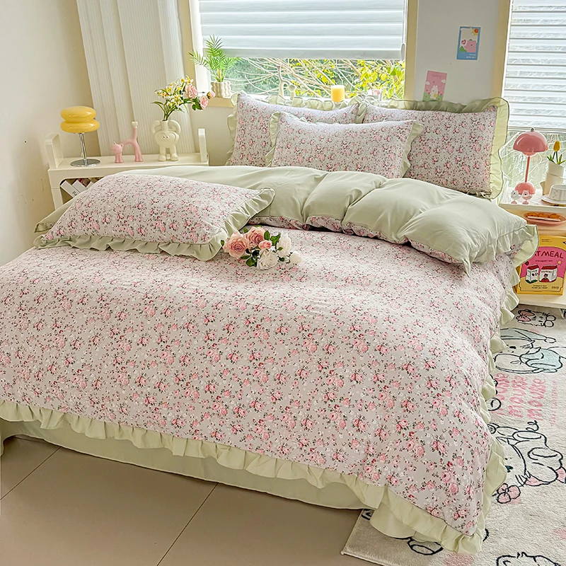 BOQIMENG/帛绮梦夏季新款高端有氧双层纱亲肤透气碎花ins风四件套