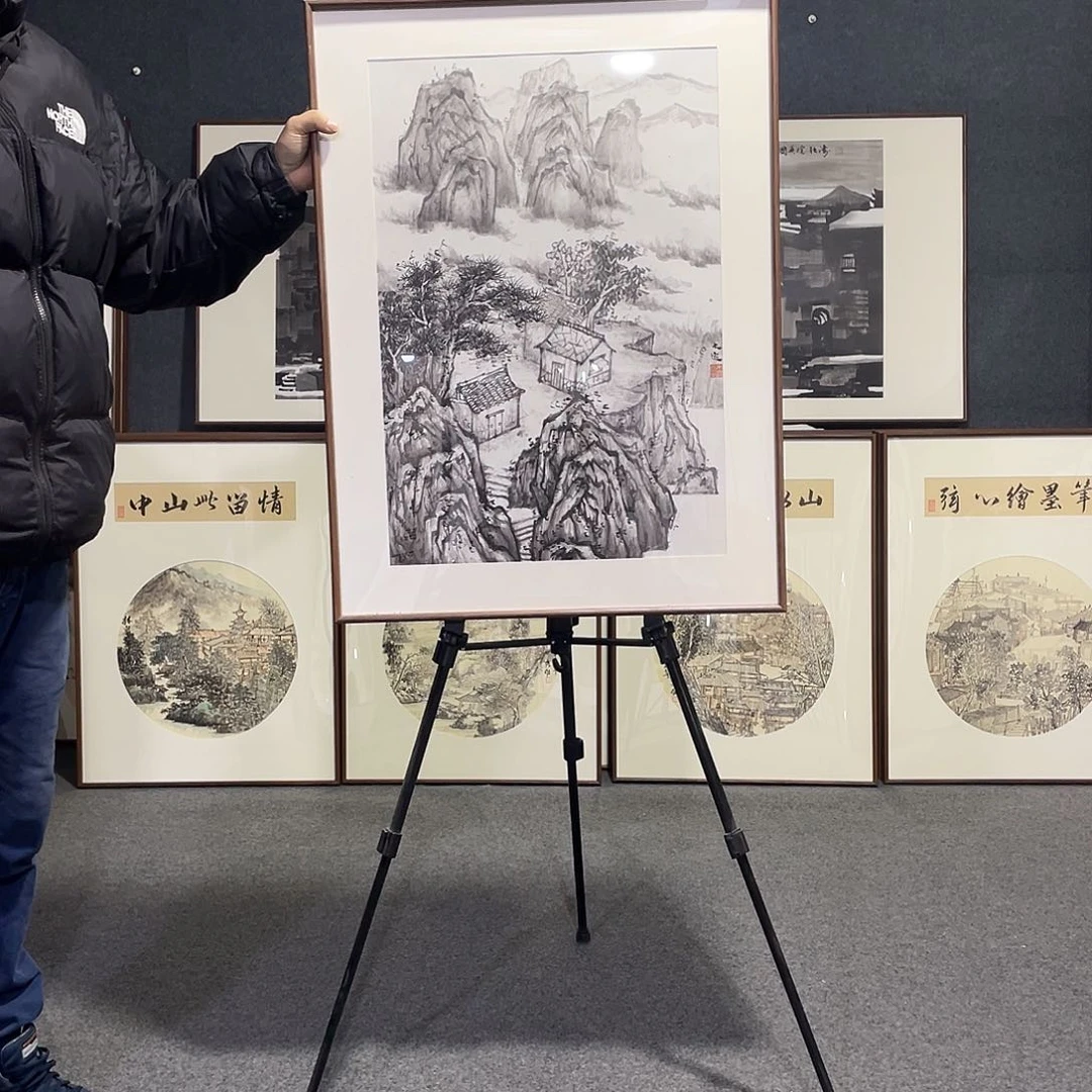 国画手绘画作品带框