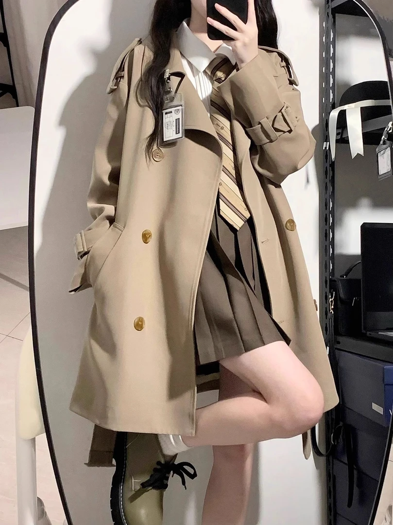 小个子风衣女2025春秋新款韩系高级感英伦风短款今年流行大衣外套