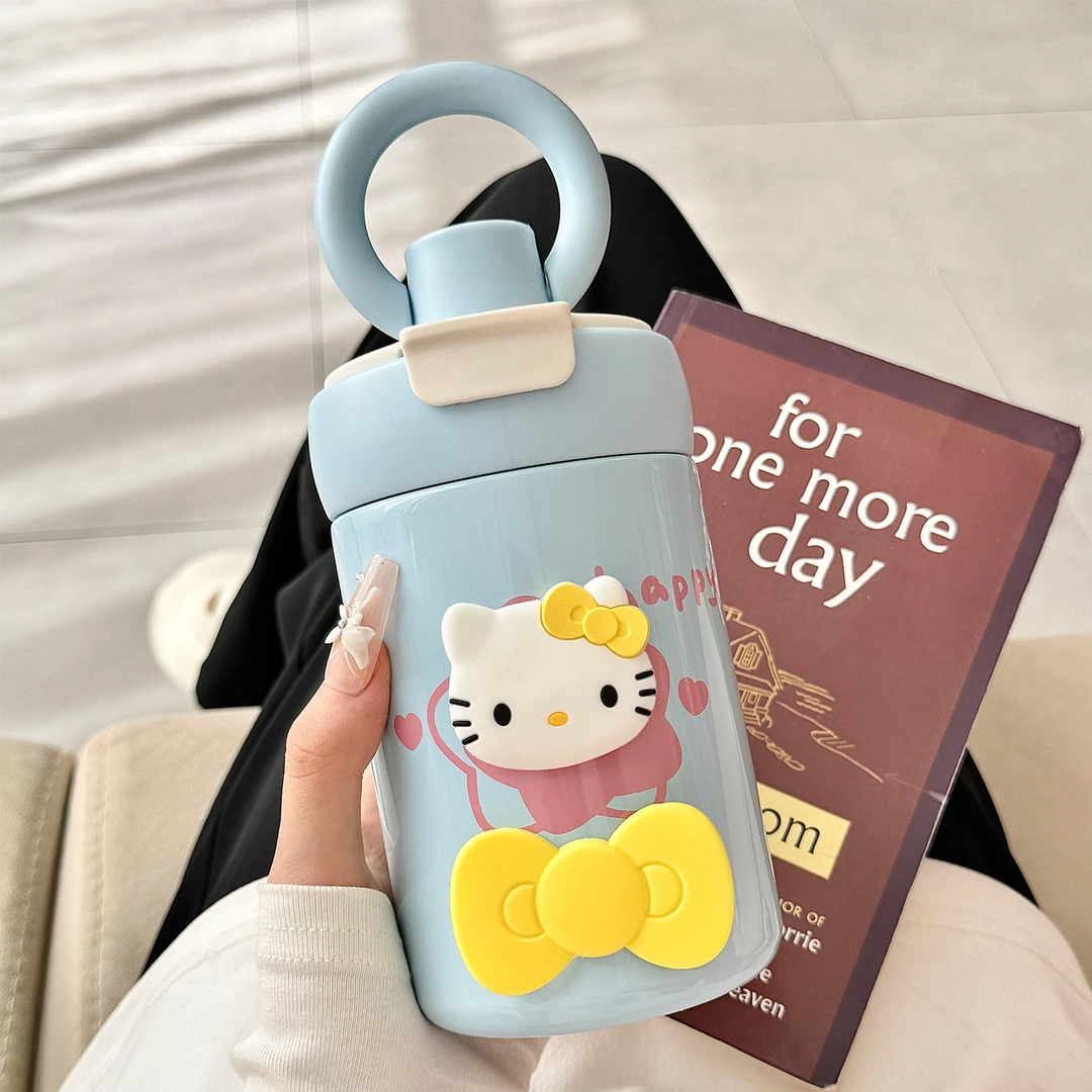hellokitty保温杯可爱女生高颜值大容量学生上学专用泡茶杯吸管杯