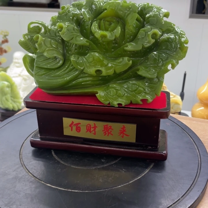 玉白菜摆件，手工摆件