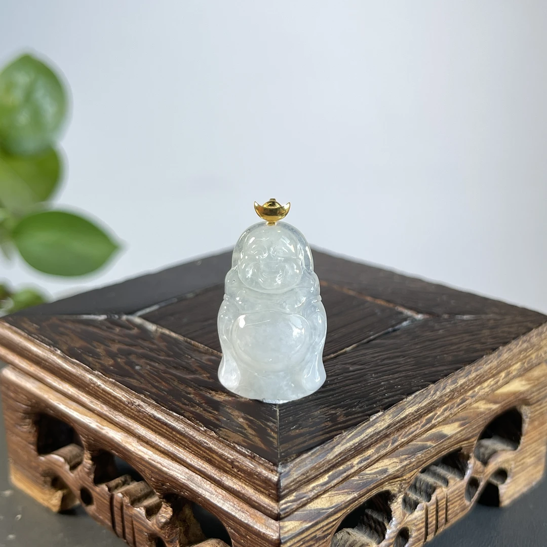 JTA26-23 天然缅甸A货翡翠 18K扣站佛