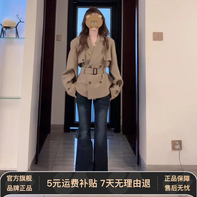 韩版英伦风复古卡其色风衣外套女款秋季新款高级感小个子短款上衣