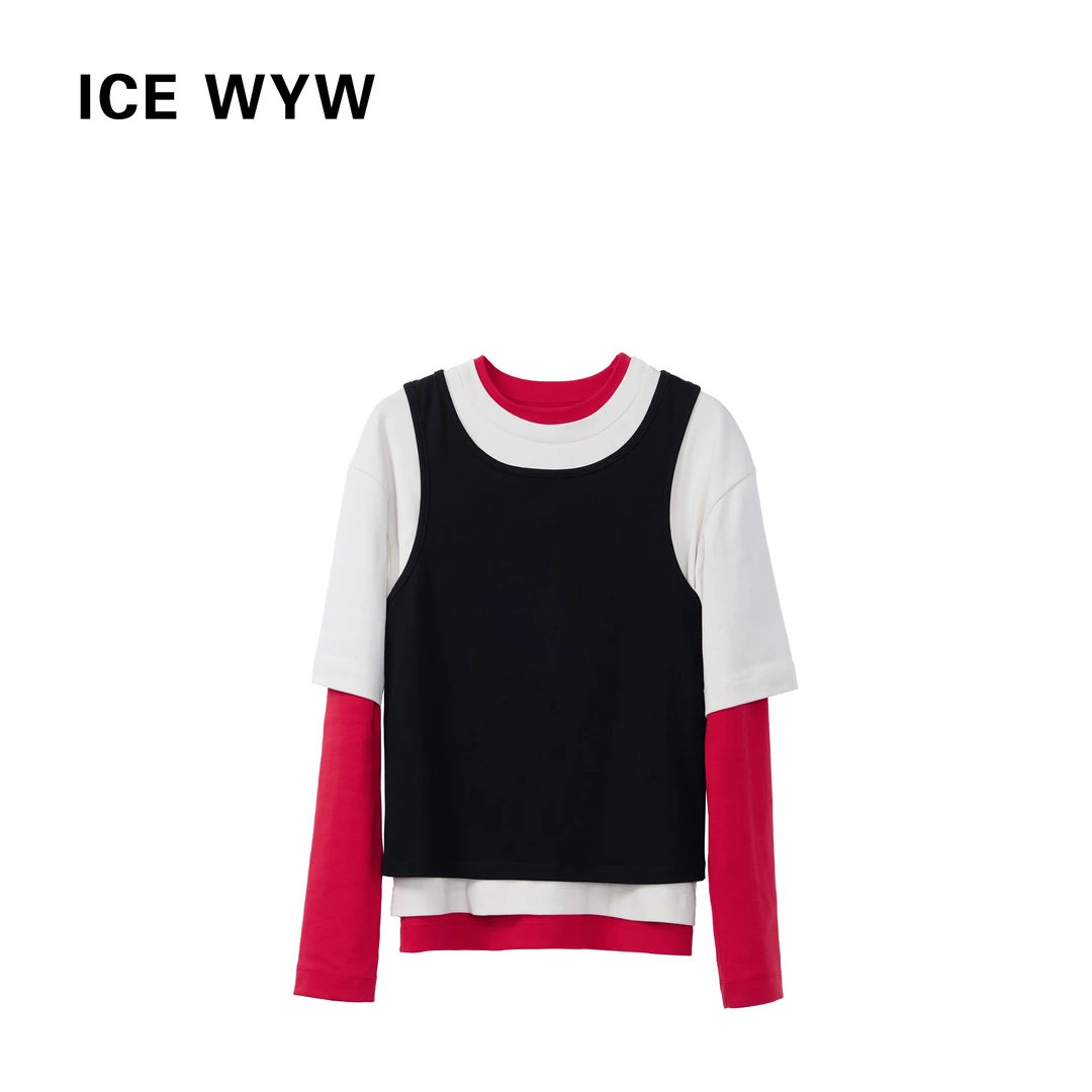 小众系列 【三重奏】时髦设计感真三件套 宽松撞色百搭拼色打底衫