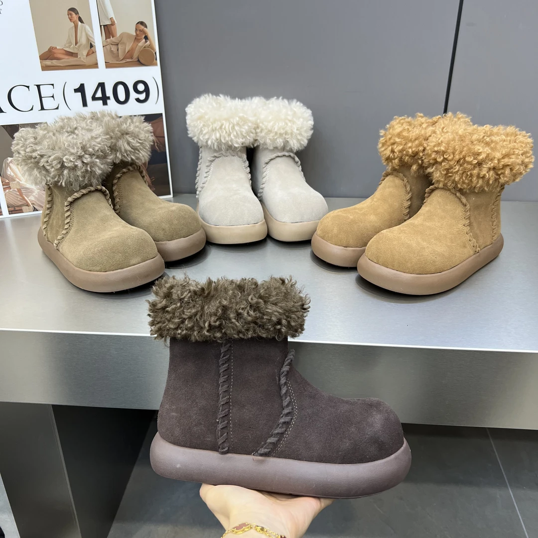 圆头休闲风减震保暖时尚雪地靴休闲棉鞋加绒