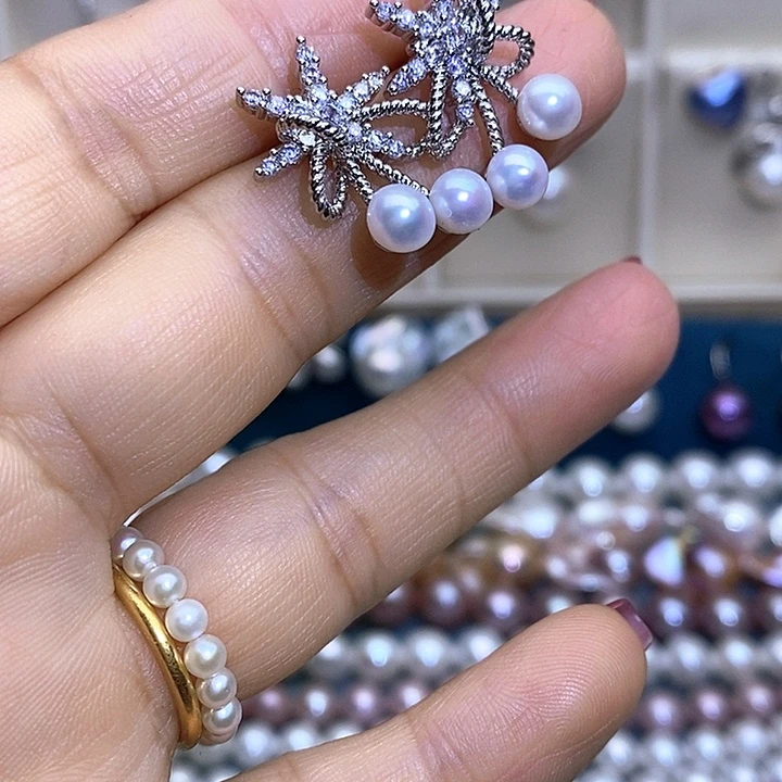银S925镶嵌珠宝首饰淡水珍珠