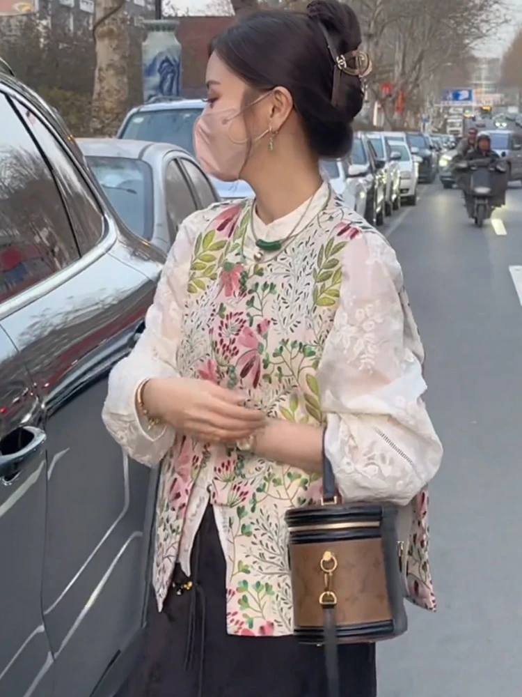 新中式国风提花刺绣马甲背心女2025早秋新款高端气质改良唐装外套