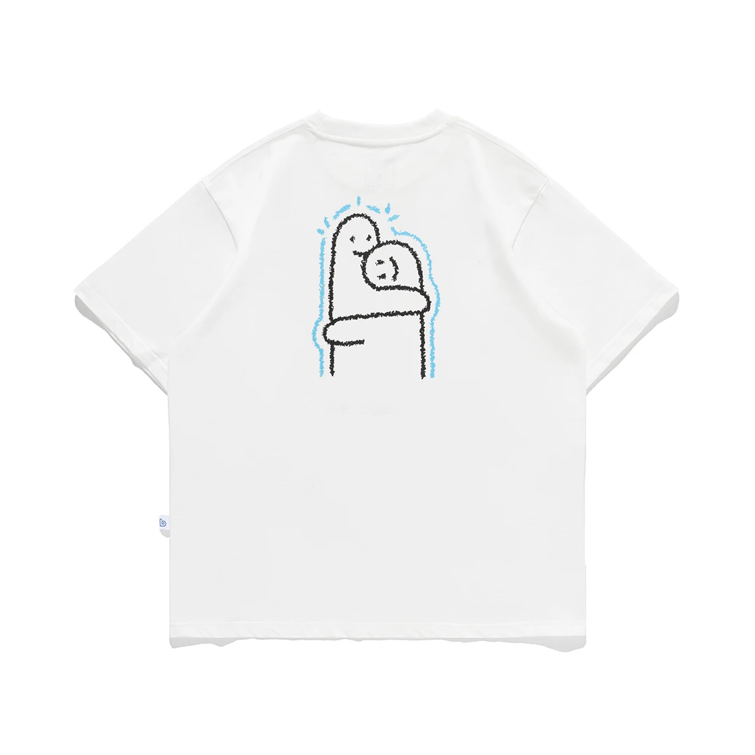 BENT IDEA夏季新款 后背拥抱印花纯棉重磅情侣无性别t恤短袖