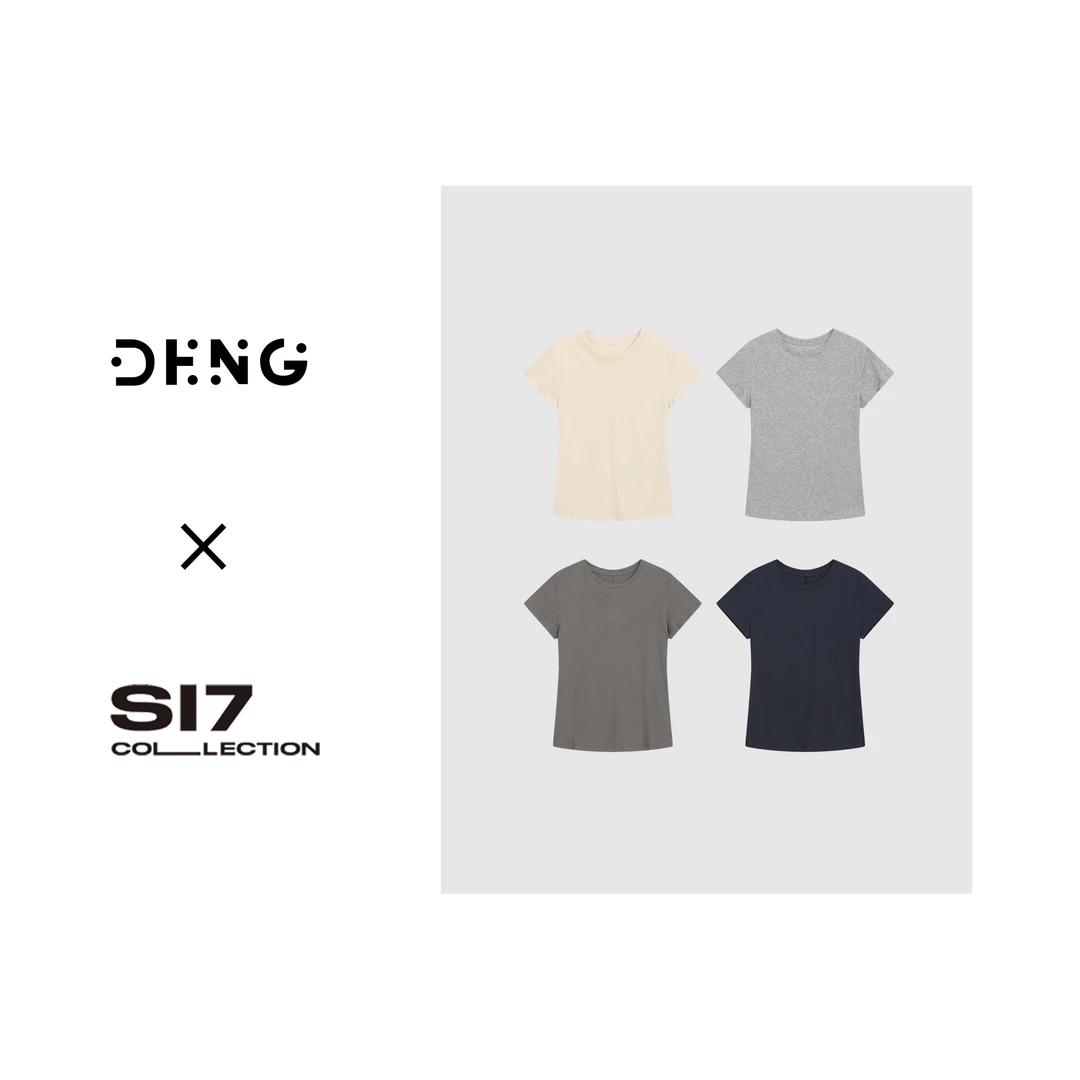 DENG 强捻棉纱 好穿透气 夏季打底上衣显瘦短袖T恤 7DGZ24307