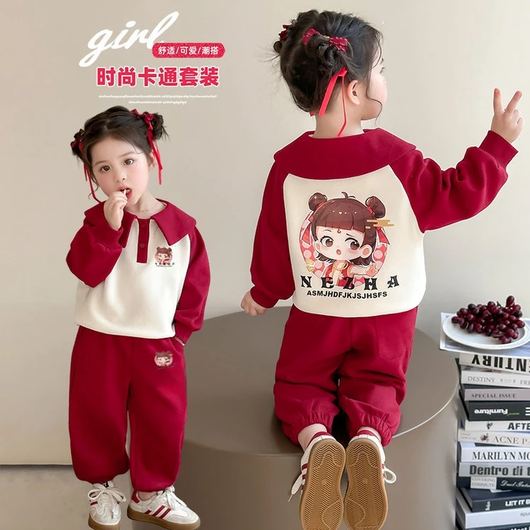 女童哪吒休闲套装2025新款儿童春秋装国潮洋气宝宝春季运动两件套