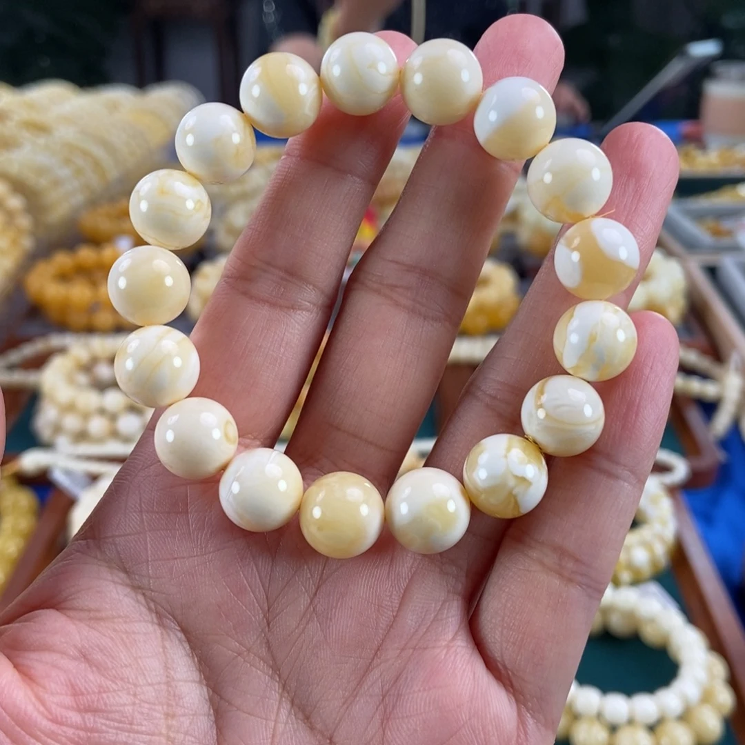 琥珀未镶嵌珠宝奇石11+白蜡圆珠15.1