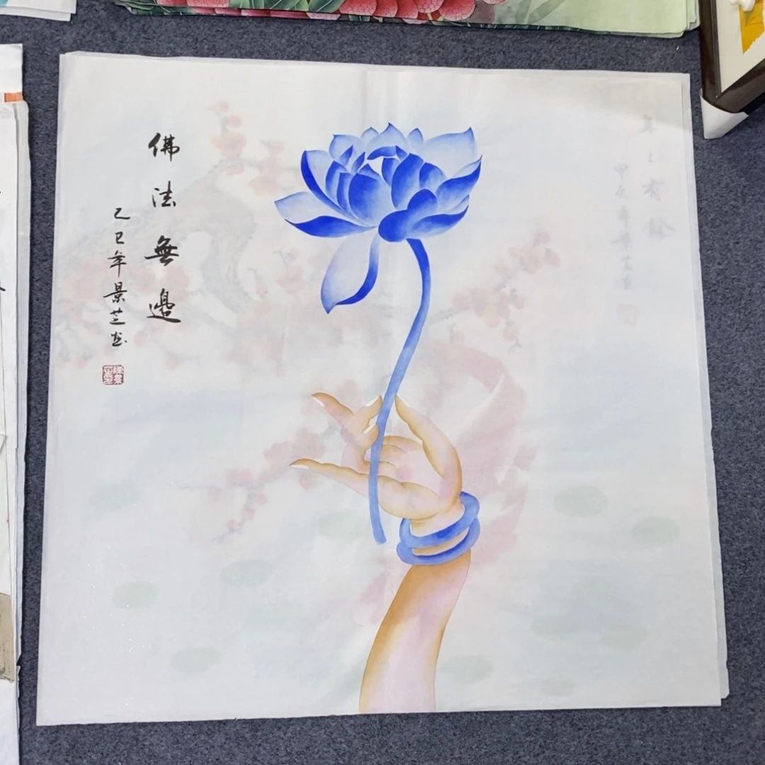 国画尺寸68✖️68工笔斗方手绘画