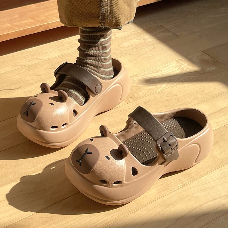 卡皮巴拉包头凉拖时尚夏季外穿学生厚底防滑凉拖鞋ins网红软底