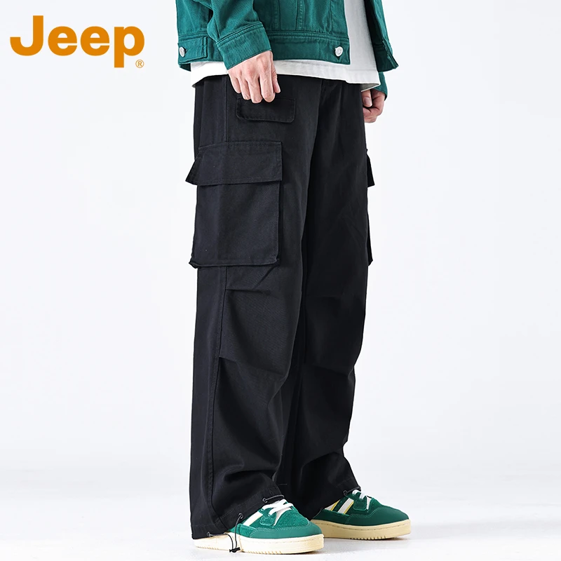 JEEP吉普美式伞兵工装裤男士秋季新款宽松休闲直筒户外直筒长裤子