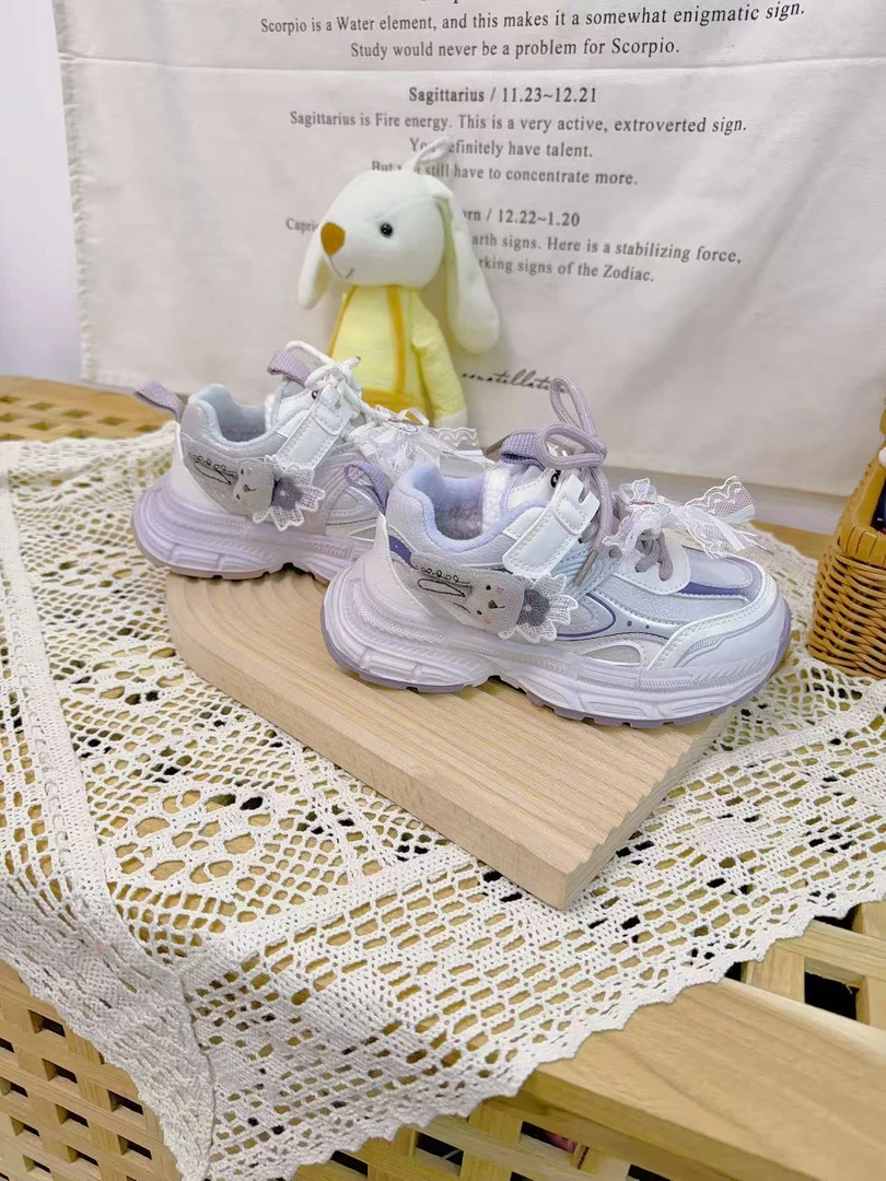 【新疆包邮】新款加绒小兔子魔术贴老爹鞋Z019