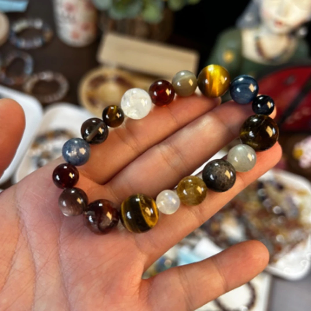 【银河系】天然水晶手串多宝紫锂云母金虎眼石蓝晶石女士手串