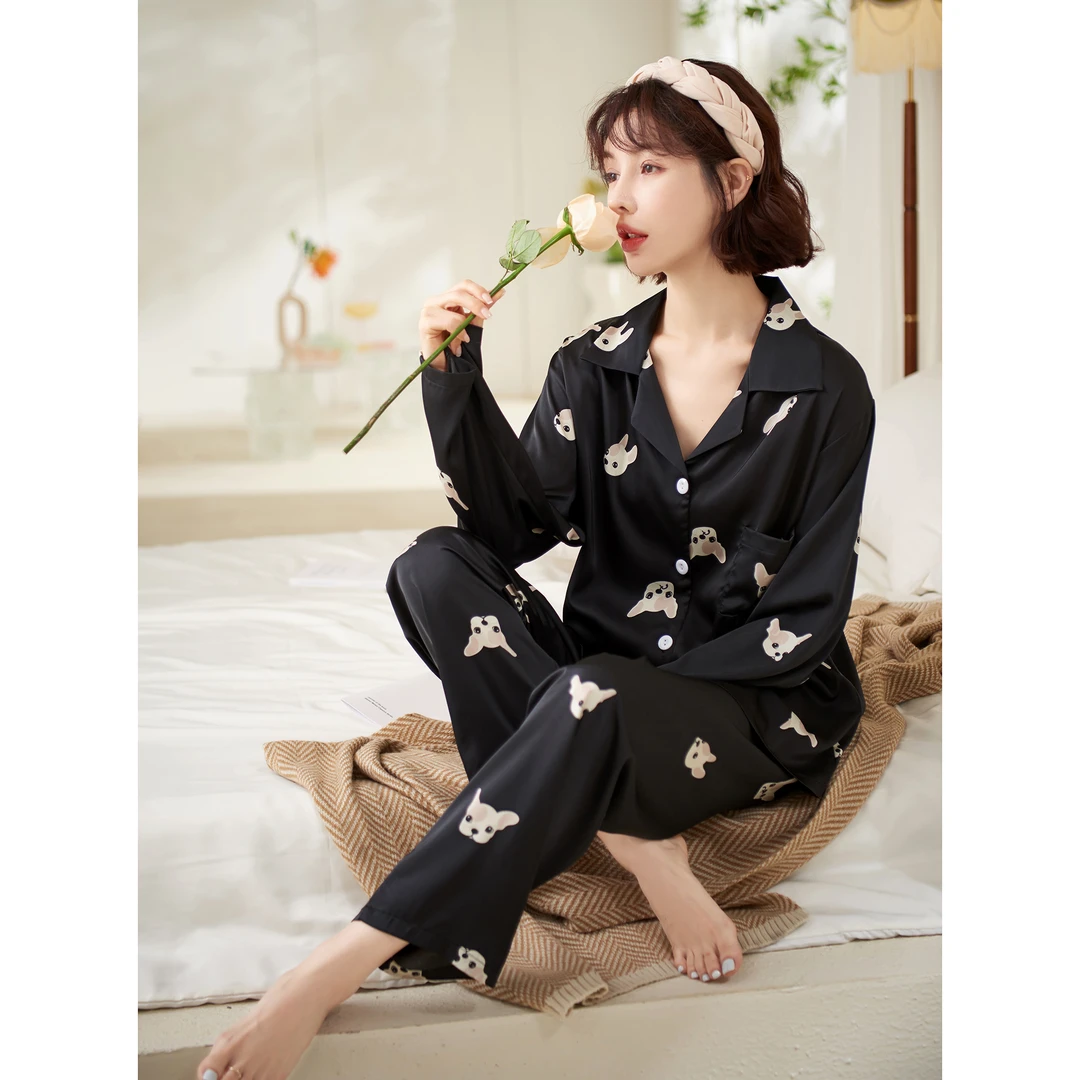 特 门店29&9！凉感柔光软丝！狗狗无感印花~休闲家居服套装女C17064