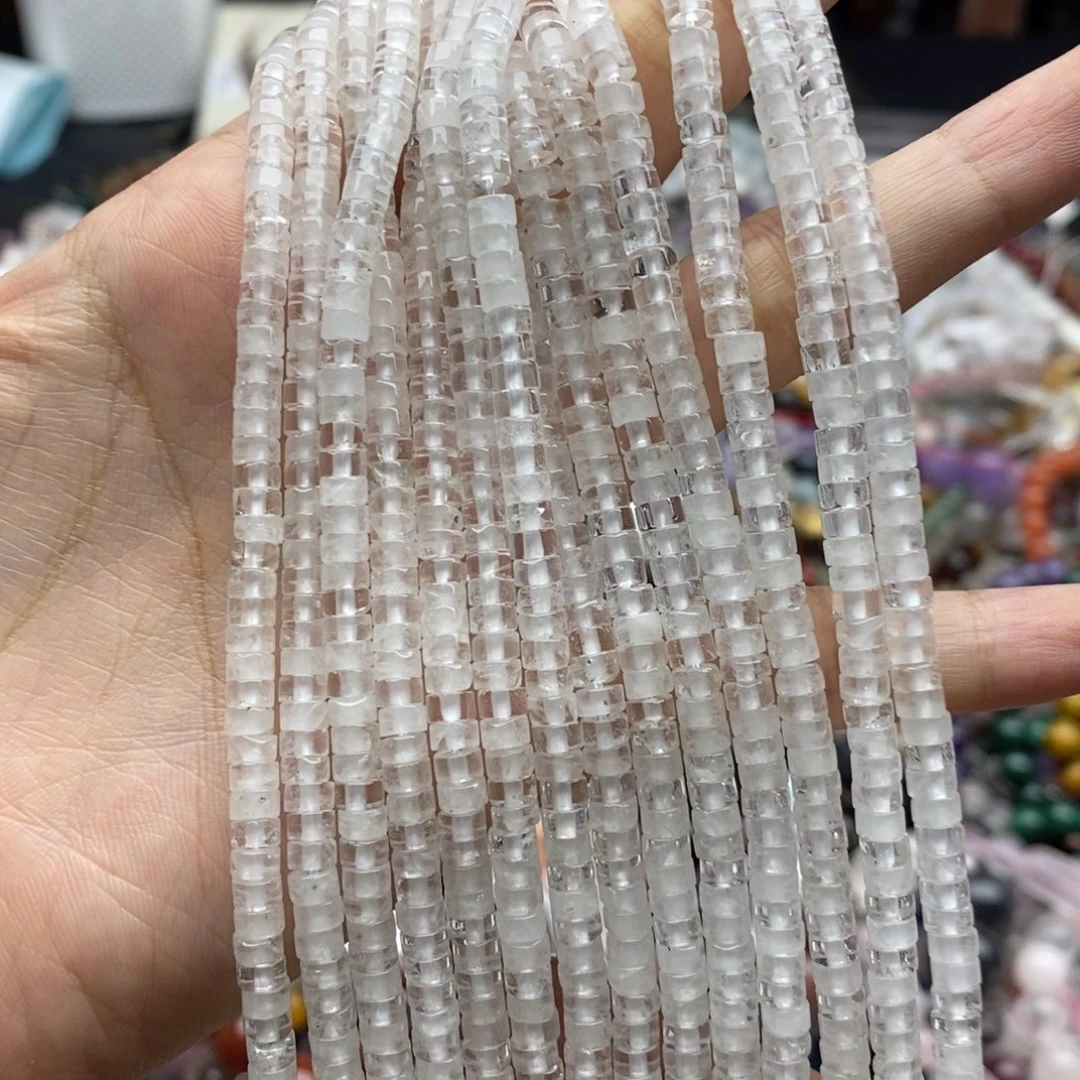 未镶嵌玛瑙/玉髓珠宝半成品一条纯天然白水晶直切剁珠2×4mm