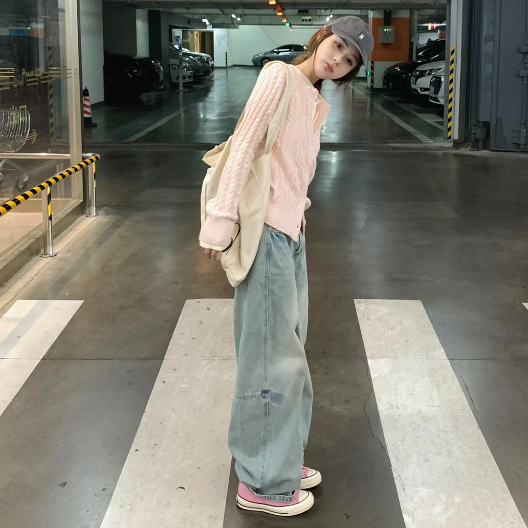 小个子甜美漂亮粉色毛衣外套女装2025新款针织开衫法式高级感上衣