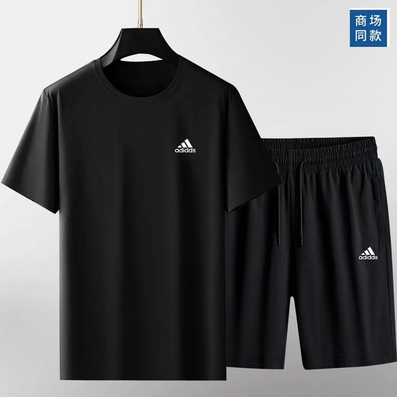 夏季情侣套装冰丝舒适速干运动俩件套休闲男士短袖短裤弹力透气
