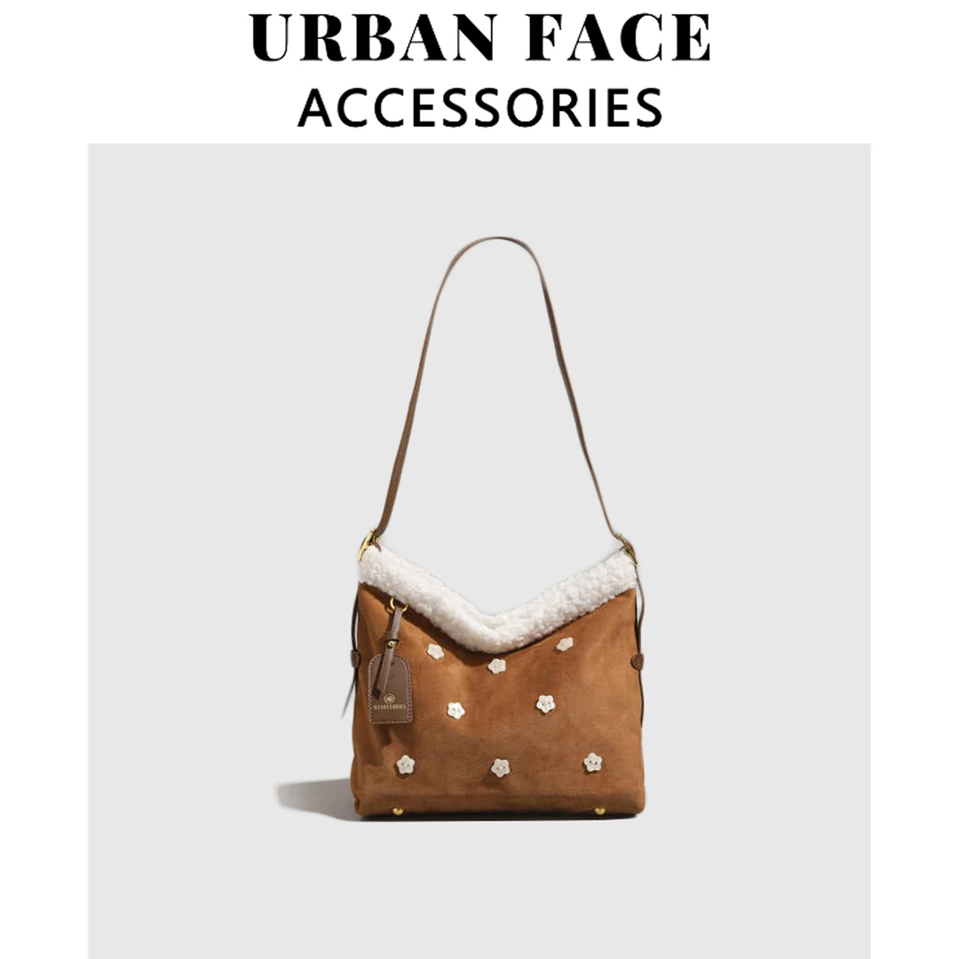 【赵露思同款】URBAN FACE秋冬高级感毛绒托特包复古百搭单肩斜挎包