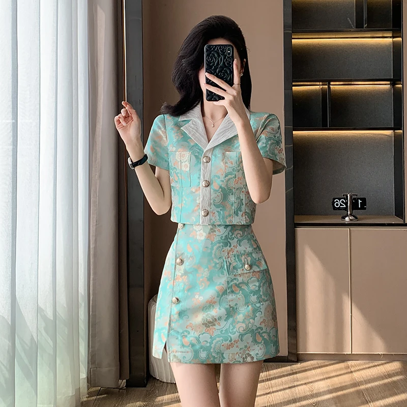 高级感小香风女装时尚套装裙2025年春夏季新款气质显瘦提花两件套