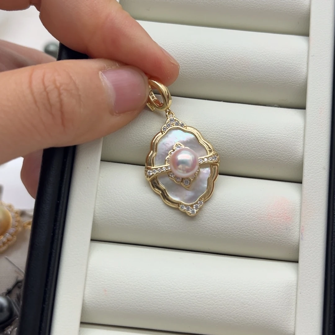 海水珍珠吊坠(不含链)银S925镶嵌