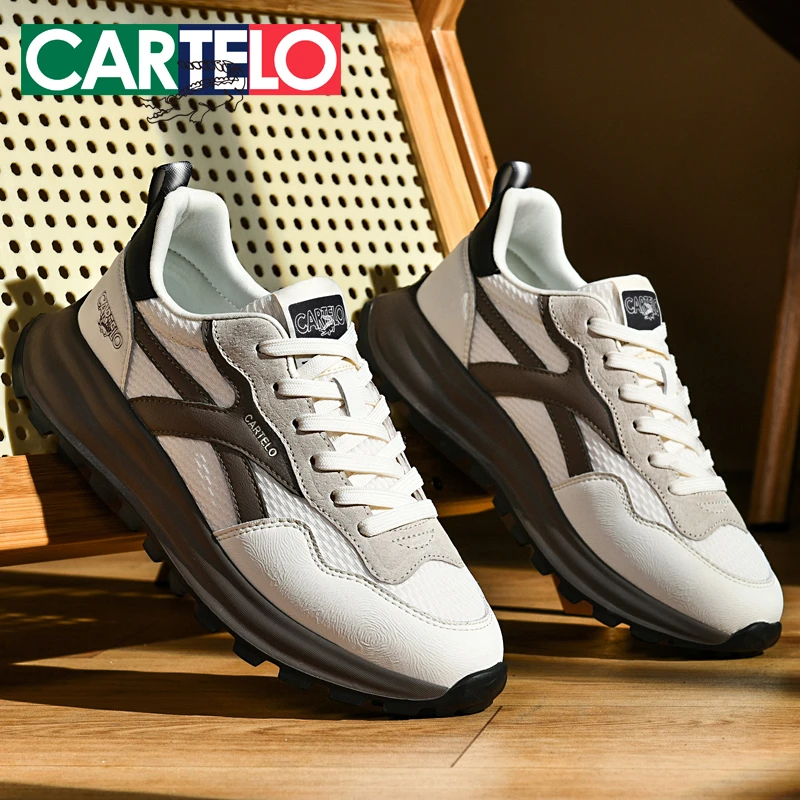 CARTELO/卡帝乐鳄鱼男士运动休闲鞋夏季时尚百搭潮流透气网面鞋男