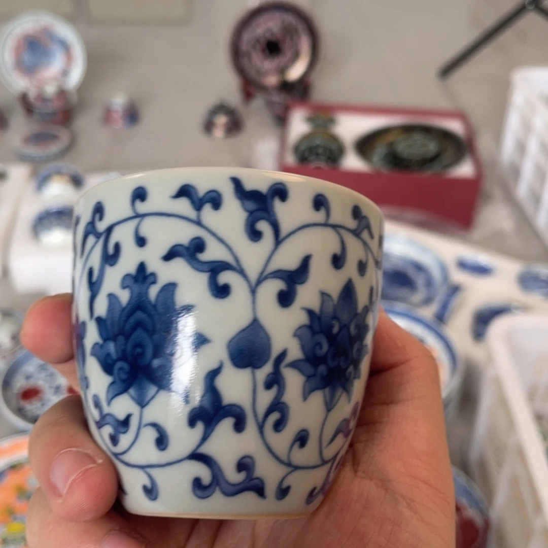 景德镇双龙戏珠大壶承景德镇青花缠枝莲手雷杯