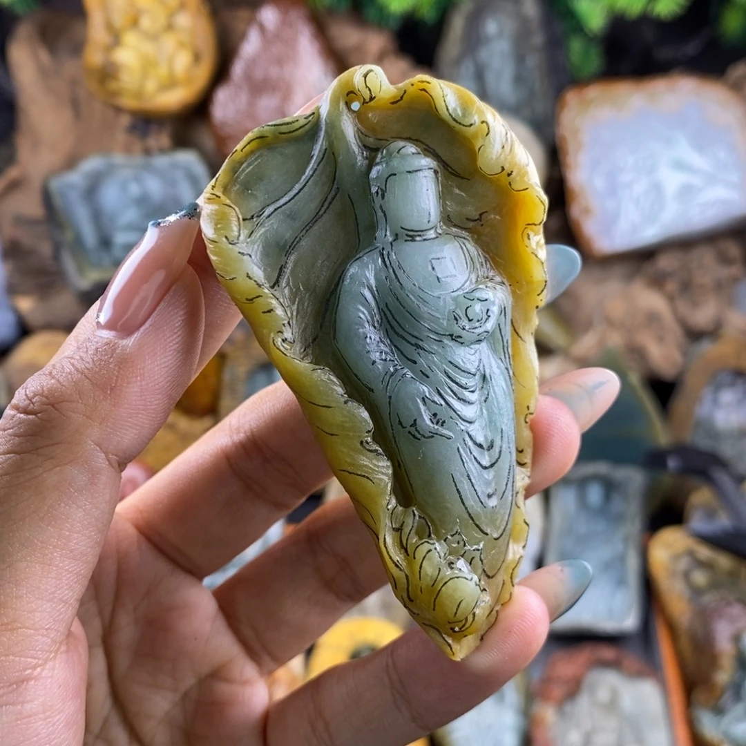定制翡翠未镶嵌一叶佛