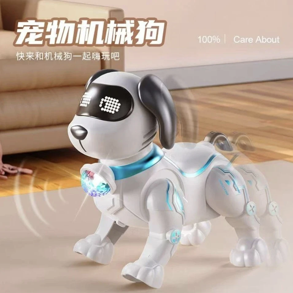 牵绳电动机器狗灯光音乐会走路玩具机械狗电子宠物狗狗