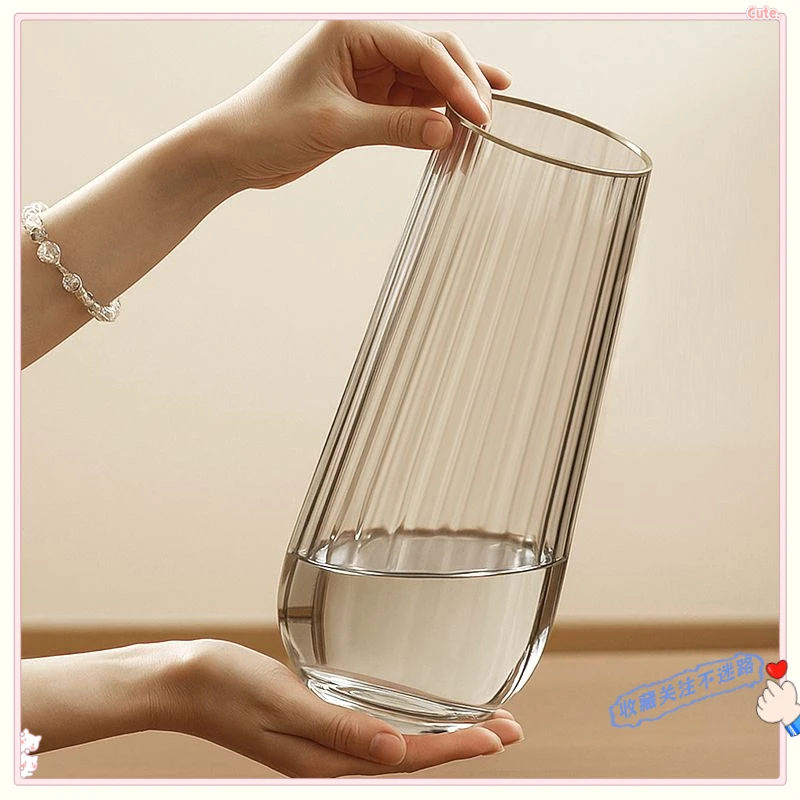 花瓶摆件客厅插花轻奢高级感透明玻璃水培水养鲜花玫瑰专用网红T