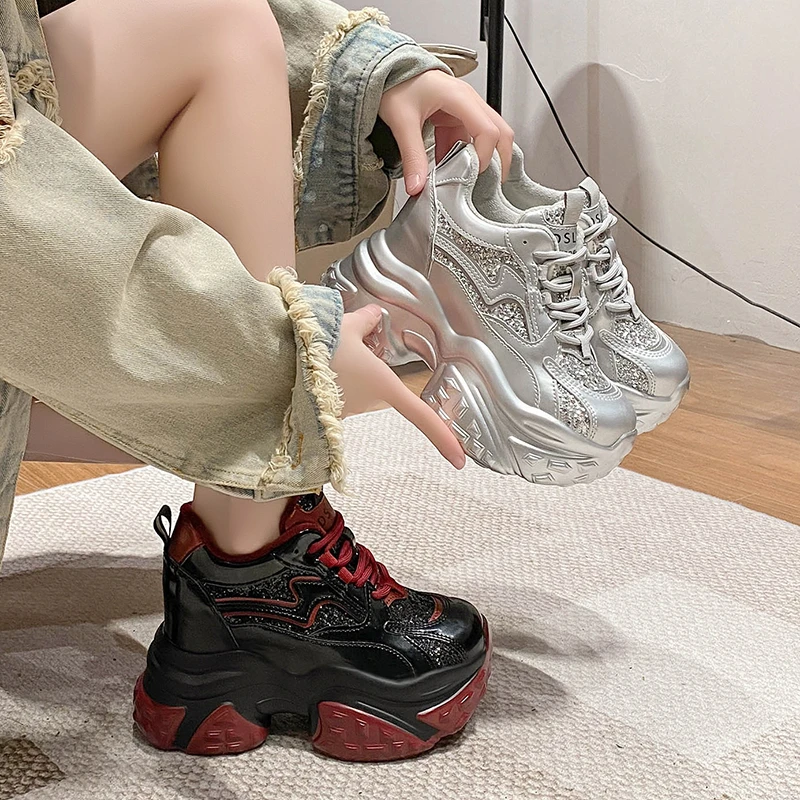 【8公分】2025春季老爹鞋网面厚底百搭鞋子小白鞋休闲鞋女ins网红