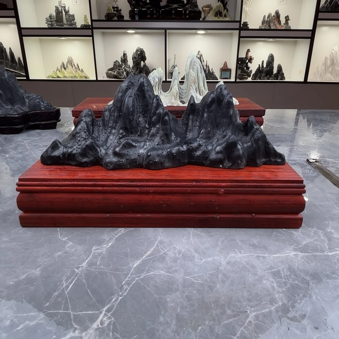 知***乐石材灵璧石雕刻山峰摆件