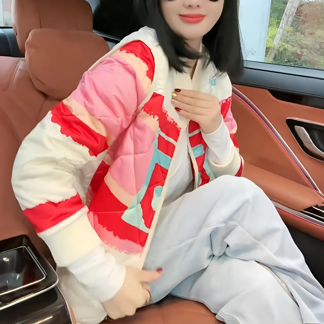 【米5】大牌范时尚棉服女秋冬新款洋气菱格棒球服小个子百搭外套